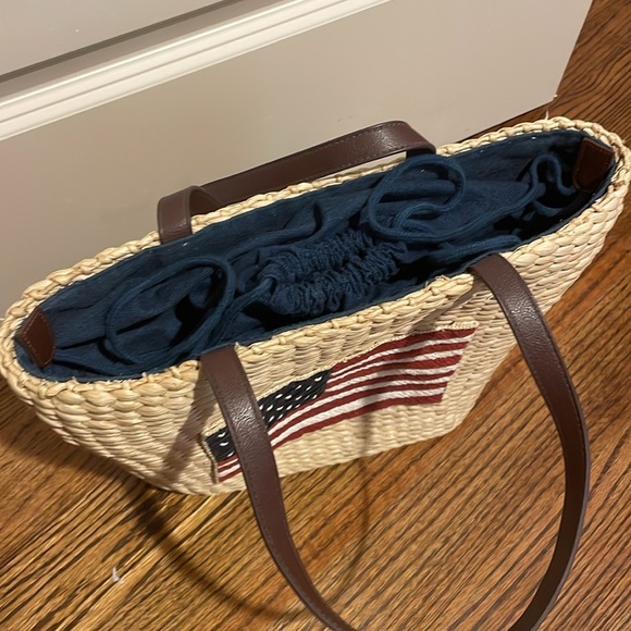 Woven Tote with Flag Design - Picture 6 of 7